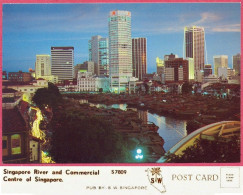 Singapore River And Commercial Centre At Dusk, +/-1974 Vintage, S7809  PUB. BY. S.W. SINGAPORE_UNC_cpc - Singapur