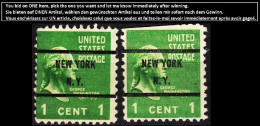 USA Precancels New York 1938 Sc804 1c Washington. NEW YORK / N.Y. 2 Lines - Prematasellado