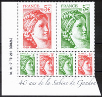 France 2017 - YT 5179/80 X 2 + 5181/82  X 1  En Bloc Coin Daté 10.10.17- Neuf **  - Sabine De Gandon - 1977-1981 Sabine De Gandon