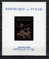 Chad - Tchad 1970 Space Apollo 11 & 12 Gold S/s Imperf. MNH -scarce- - Afrika