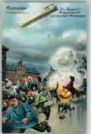 13976381 - Feldzkizze Zeppelin Kriegsluftschiff Bombardiert Antwerpen  Propaganda WK I Verlag  Wezel & Naumann  Nr. 61 - Zeppeline