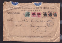 DDGG 323 - Enveloppe Pesante WWI TP Germania ANTWERPEN 1917 Vers GAND - TARIF 1 F 45 - Etiquettes De Fermeture PUWst. 33 - OC1/25 General Government