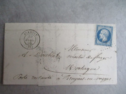 Blamont Petit Chiffre 403  Lettre Timbre 2O C Empire Non Dentele - 1849-1876: Periodo Classico