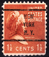 USA Precancels New York 1938 Sc805 1½c Martha Washington. NEW / YORK / N.Y. - Prematasellado