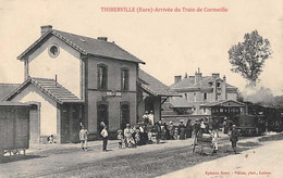 DEPT 27 THIBERVILLE ARRIVÉE DU TRAIN DE CORMEILLE TRES  BELLE ANIMATION 9X14 REIMPRESSION DE CARTES ANCIENNES - Other & Unclassified