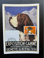 SWITZERLAND 1983 INT. DOG EXHIBITION GENEVE MAXIMUM CARD 22-08-1983 SUISSE SCHWEIZ FRAMA ATM DOGS ANIMALS - Cartes-Maximum (CM)