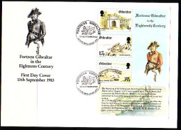 GIBRALTAR BLOCK 8 FDC BEFESTIGUNG IM 18. JAHRHUNDERT 1983 - Gibraltar