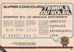 Concours Temple Du Soleil. Hergé. Tintin. 3eme Question. Le Message Mystérieux. 1970. - Documenti Storici