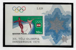 HUNGARY 1975 Winter Olympic Games - Innsbruck, Austria - IMPERF. MINISHEET MNH - (NP#140-P56) - Nuevos