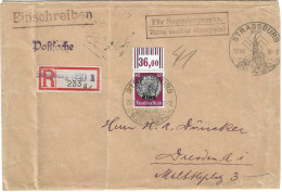 Elzas, Alsace, 	Aangetekende Brief Van Postamt Strassburg 1 Naar Dresden	240629.09 - Lettres & Documents