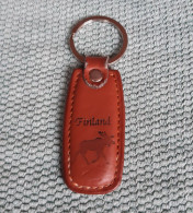 Vintage Leather Keychain FINLAND-Collectible Leather Pendant Key Ring - Key-rings