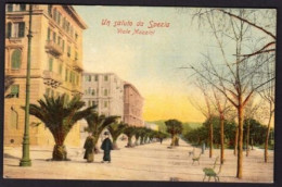 UN SALUTO DA SPEZIA - VIALE MAZZINI - F.P. - STORIA POSTALE - La Spezia