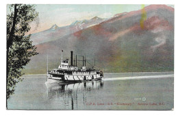 Postcard Canada British Columbia Arrow Lake Steamer SS Kooteney Canadian Pacific Railway Line Posted 1907 - Andere & Zonder Classificatie