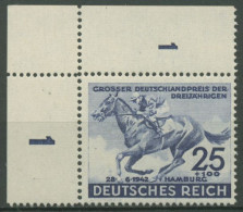 Deutsches Reich 1942 Pferderennen 814 Ecke O. Li. Postfrisch, Rand Gefalzt - Ungebraucht