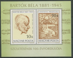 Ungarn 1981 Geburtstag Béla Bartók Block 148 A Postfrisch (C92575) - Blocs-feuillets