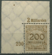 Deutsches Reich 1923 Korbdeckel Platte 323 APb OR A Ecke Oben Links Postfrisch - Ongebruikt