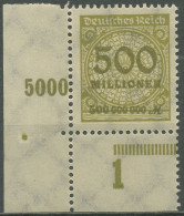 Deutsches Reich 1923 Korbdeckel Platte 324 AP UR Ecke Unten Links Postfrisch - Ongebruikt