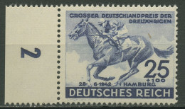 Deutsches Reich 1942 Pferderennen Das Blaue Band 814 Rand Links Postfrisch - Ungebraucht