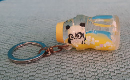 Pnada Yellow Keyhain-Collectible Water Glitter Pendant Key Ring-Cartoon Panda Bottle Floating Keychain - Key-rings