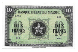 (Billets). Maroc. Morocco. 10 Fr 1.3.44 N° L893 608. UNC. P 25 Sign. ? - Marocco