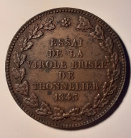 (Medailles). France. 1843. Essai De La Virolle Brisée De Thonnelier. Module De 5 Fr Par Barre. Rare - Proeven
