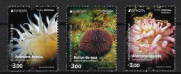 PORTUGAL /AZORES /MADEIRA - EUROPA-CEPT 2024 -"UNDERWATER FLORA And FAUNA".-  THREE  STAMPS From BLOCKS - 2024