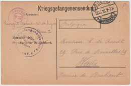 Prisoner Of War Card From Belgian POW In Germany, Gefangenenlager Soltau (Hannover) Posted Soltau (Hannover) 18.10.1916. - Militaria