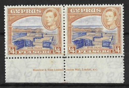 CYPRUS......KING GEORGE  VI...(1936-52.)....QUARTERpia.......IMPRINT PAIR.........MH...... - Cyprus (...-1960)