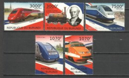 Burundi 2012 Mi 2441-2444 + 2457 MNH FRENCH TRAINS - Treni