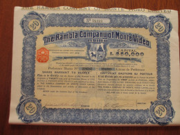 URUGUAY - LOT 5 TITRES IDENTIQUES - THE RAMBLA COMPANO OF MONTE VIDEO - TITRE DE 20 ACTIONS DE 1£ - - Other & Unclassified