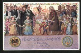 AK Ganzsache Bayern, VIII. Deutsches Sängerbundesfest Nürnberg 1912, Wappen  - Postkarten