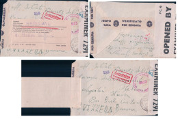 Lettre Italienne Censure 0033, Syracuse, Canicatti Sicile - Camp D'internement Aegerten Studen BE (315) - Poststempel