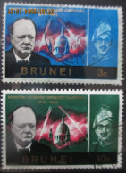 BRUNEI. ~ 1966 ~ S.G. NUMBERS 136 - 137. ~ SIR WINSTON CHURCHILL. ~ VFU #03811 - Brunei (...-1984)