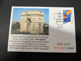 30-6-2024 (115) France - Paris Paralimpic Symbol "The Agitos" Installed On Th Arc De Triomphe (Parallympic 2000 Stamp) - Zomer 2024: Parijs