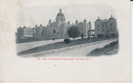 Government Buildings Victoria B.C.  Canada  Photo B&W  Encadrement No 1250  Femme Parasol  Women Ecrit 1909 2 Scans - Victoria