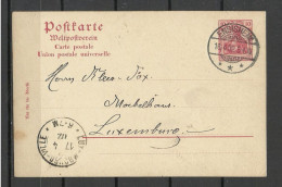 Germany Dt. Reich O 1902 ENSISHEIM Stationery Post Card Ganzsache Germania 10 Pf., Sent To Luxemburg Luxembourg - Postkarten