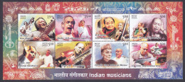 Inde India 2014 MNH MS Indian Musicians, Music Musician Musical Instruments, Ravi Shankar, Bhimsen Joshi Miniature Sheet - Neufs