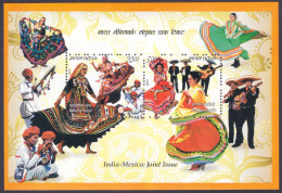 Inde India 2010 MNH MS Joint Issue With Mexico, Dress, Costume, Dance, Dances, Culture, Woman, Music, Miniature Sheet - Neufs