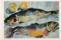 Fish & Lemons Madeleine Whitney Watercolour Painting Postcard - Otros & Sin Clasificación