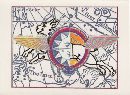 David Loftus Lynx Cat On Astrological Chart Map Painting Postcard - Otros & Sin Clasificación