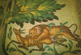 Tiger Killing Deer Roman Hisham Palace Jericho Mosaic Floor Israel Postcard - Otros & Sin Clasificación