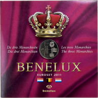 Benelux, 3x 1 Ct. - 2€ + Token, Les 3 Monarchies, BU, 2011, FDC - Belgium