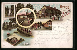 Lithographie Zeven, Weidenhöfers Gasthof, Schulstrasse, Amtshaus Und Kirche  - Zeven