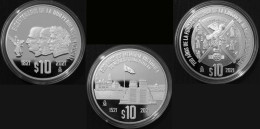 MEXICO 2021 $10 INDEPENDENCE 3 SILVER Comm. Coin Set, PROOF Ed. In Capsules, See Imgs., Scarce Ltd. Ed. - Mexiko