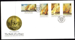 ALDERNEY MI-NR. 55-58 FDC SEESCHLACHT Von LA HOGUE - SCHIFFE 1992 - Alderney