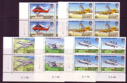 ALDERNEY MI-NR. 18-22 POSTFRISCH 4er BLOCK FLUGHAFEN HUBSCHRAUBER FLUGZEUGE 1985 - Alderney