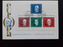 DEUTSCHLAND BLOCK 4 FDC KONRAD ADENAUER CHURCHILL SCHUMAN GASPERI - Sonstige & Ohne Zuordnung