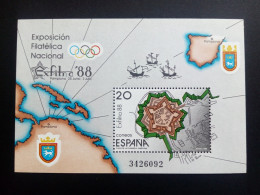 SPANIEN BLOCK 32 POSTFRISCH EXFILNA '88 PAMPLONA LANDKARTE WAPPEN SCHIFFE - Blocchi & Foglietti