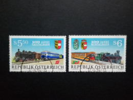 ÖSTERREICH MI-NR. 2130-2131 GESTEMPELT 100 JAHRE GAILTALBAHN UND MURTALBAHN 1994 - Treinen