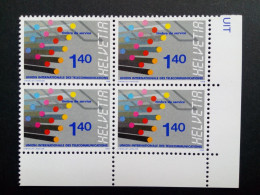 SCHWEIZ UIT MI-NR. 14 POSTFRISCH(MINT) 4er BLOCK GLASFASERKABEL 1988 - Unused Stamps